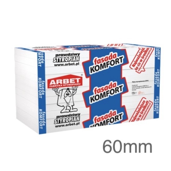 Arbet 60mm White Polystyrene Board (EPS) for External Wall Insulation (pack of 10) - 5m2