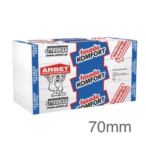 Arbet 70mm White Polystyrene Board (EPS) for External Wall Insulation (pack of 8) - 4m2