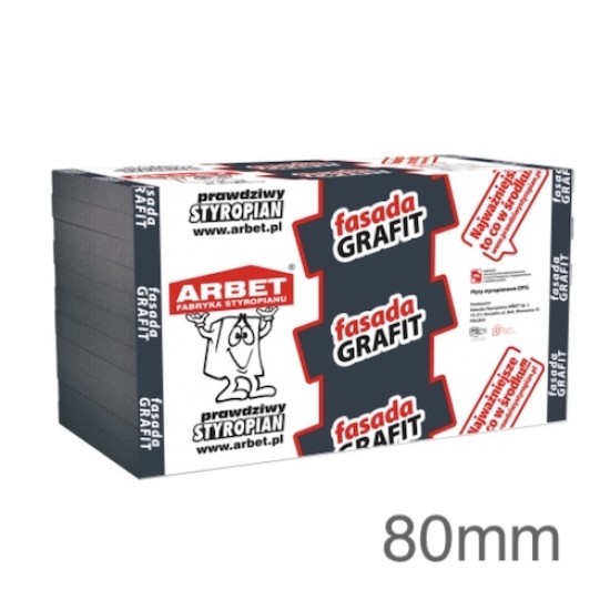 Arbet 80mm Grey Polystyrene (Graphite EPS) for External Wall Insulation (pack of 7) - 3.5m2