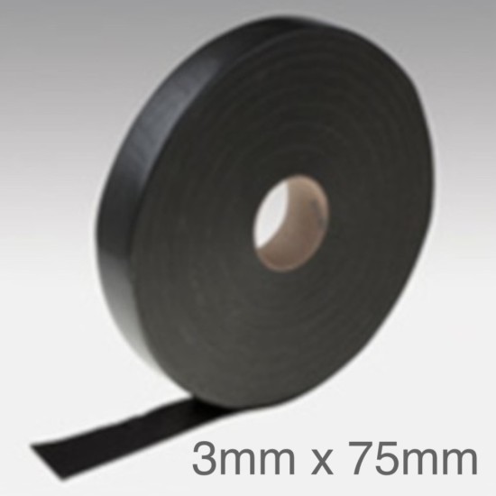 75mm x 3mm Siniat Self Adhesive Acoustic Tape - Sealing Tape for Acoustic Insulation of Partition Walls - 30m roll