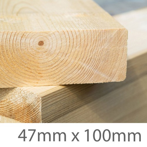 Sawn Treated Carcassing Timber C16 - 47mm x 100mm (FIN SIZE 45mm x 95mm)