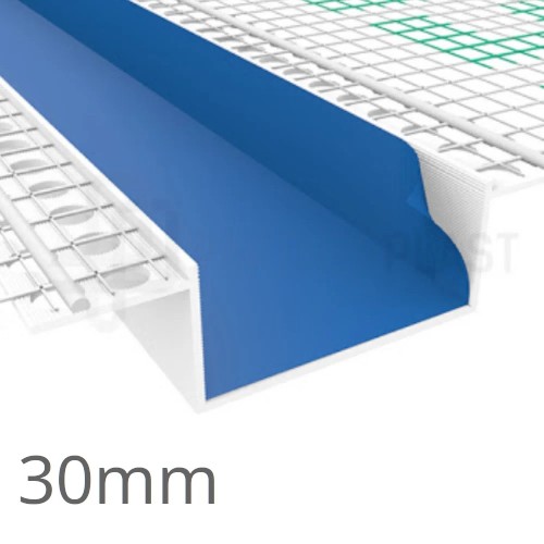 PVC Rustication Profile with Mesh - Render Groove Bead 30mm - 3m